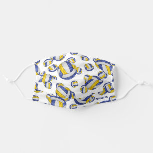 blue gold + other team colours volleyballs pattern cloth face mask