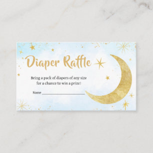 Blue Gold Over The Moon Baby Shower Diaper Raffle Enclosure Card