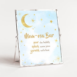 Blue Gold Over The Moon Baby Shower Mum Osa Bar Poster