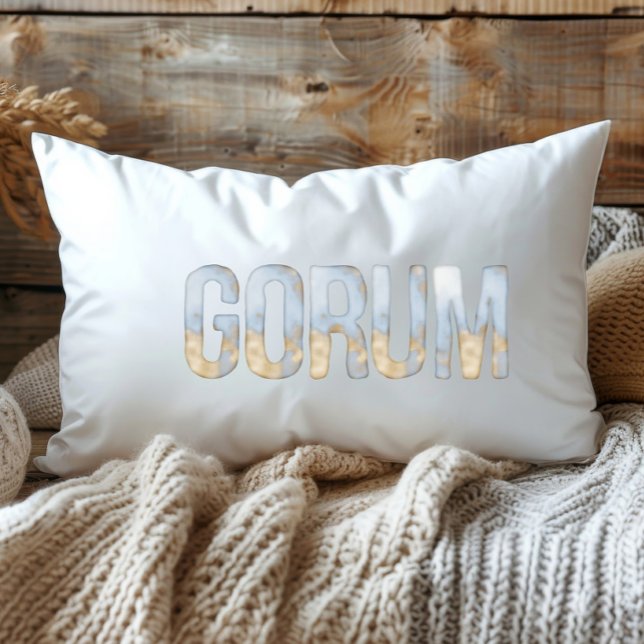 Blue Gold Pastel Watercolor Gorum Louisiana Lumbar Cushion (Creator Uploaded)