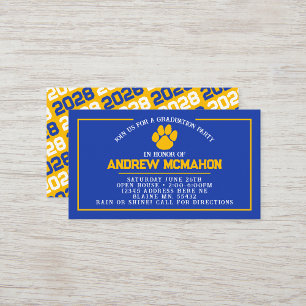 Blue & Gold Pawprint Mini Graduation Invites