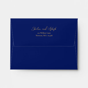 Blue Gold Peacock Art Nouveau Wedding Envelope