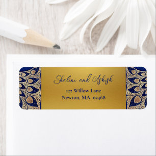 Blue Gold Peacock Indian Wedding 