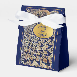 Blue Gold Peacock Indian Wedding Favour Box