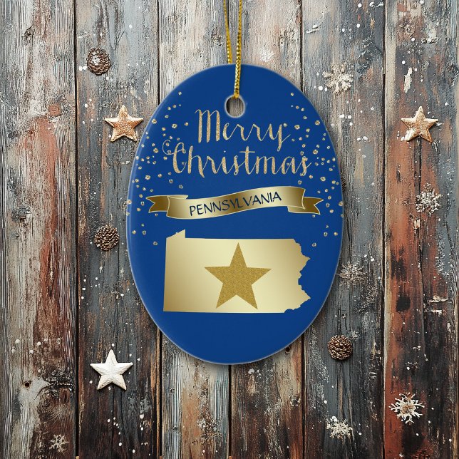 Blue Gold Pennsylvania Star Ceramic Tree Decoration (Creator Uploaded)