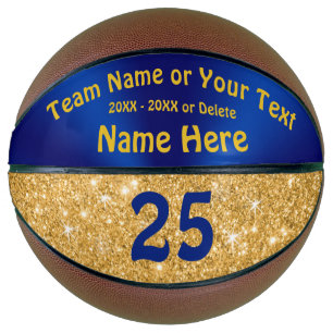 Blue, Gold Personalised Basketball Ball for Girls