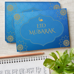 Blue & Gold Personalised Eid Money Card Envelopes