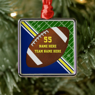 Blue Gold Personalised Football Christmas Ornament