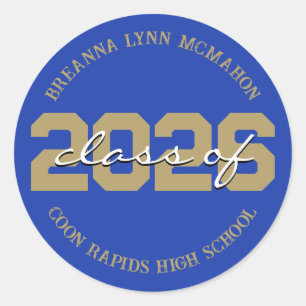 Blue & Gold Personalised Graduation Stickers