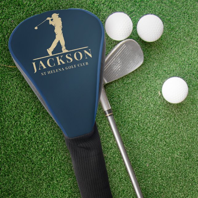 Blue & Gold Personalised Monogram Golfer Golf Head Cover (Creator Uploaded)