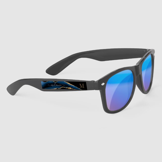 Blue Gold Personalised Name and Letter Sunglasses (Right)