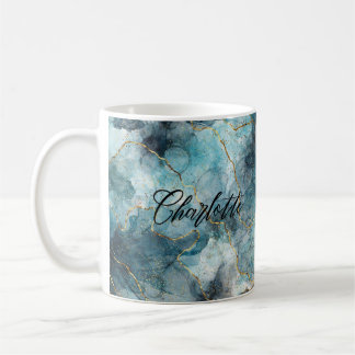 Blue Gold Personalised Name Mug