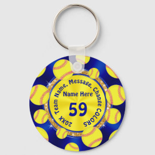 Blue Gold Personalised Softball Gift Bag Ideas Key Ring