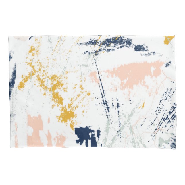 Blue Gold Pink Palette Splatter Pillowcase (Front)