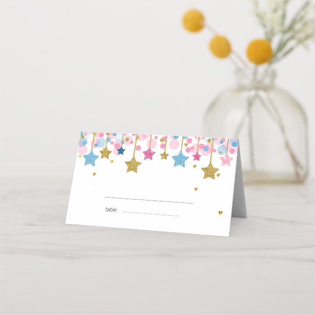 Blue Gold Pink twinkle twinkle Thank You card (Back)