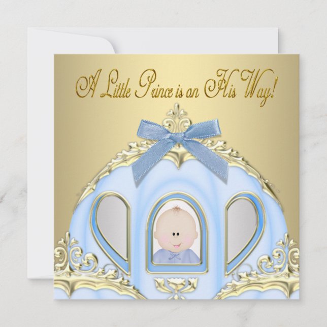 Blue & Gold Prince Baby Shower Invitations (Front)