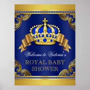 Blue Gold Prince Baby Shower Signs