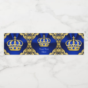 Blue Gold Prince Baby Shower Water Bottle Labels
