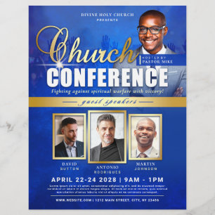 Blue & Gold Professional Church Conference Event  Flyer
