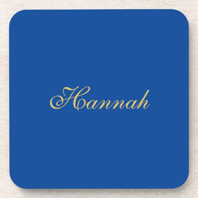 Blue Gold Professional Trendy Minimalist Name Coaster (Front)