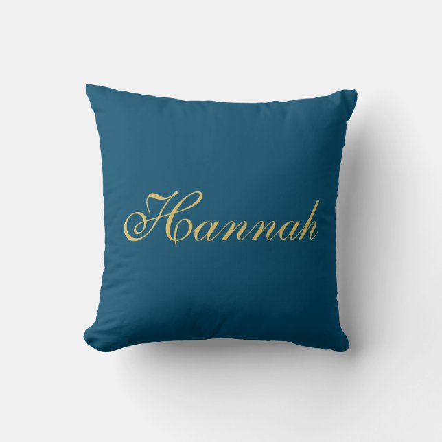 Blue Gold Professional Trendy Minimalist Name Cushion (Front)