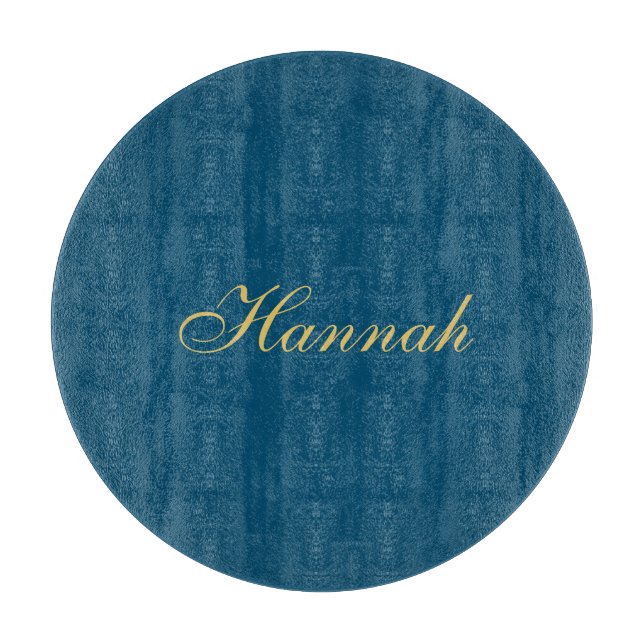 Blue Gold Professional Trendy Minimalist Name Cutting Board (Front)