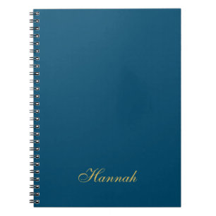 Blue Gold Professional Trendy Minimalist Name Notebook