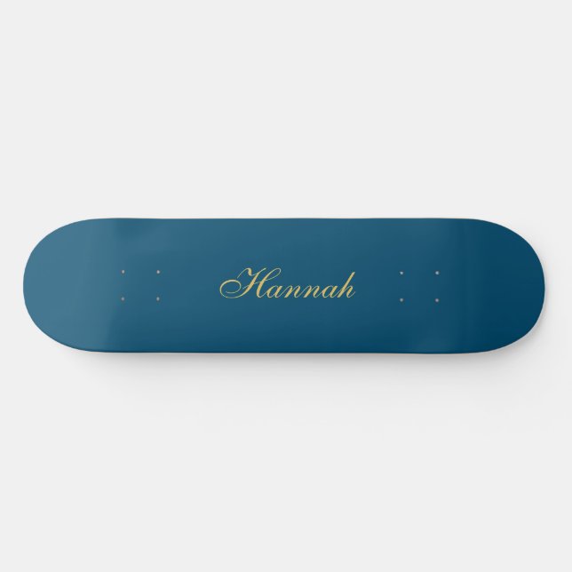 Blue Gold Professional Trendy Minimalist Name Skateboard (Horz)