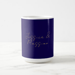 Blue & Gold Professional Trendy Minimalist Names Coffee Mug