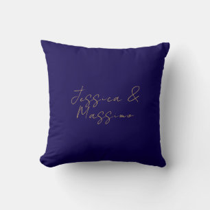 Blue & Gold Professional Trendy Minimalist Names Cushion