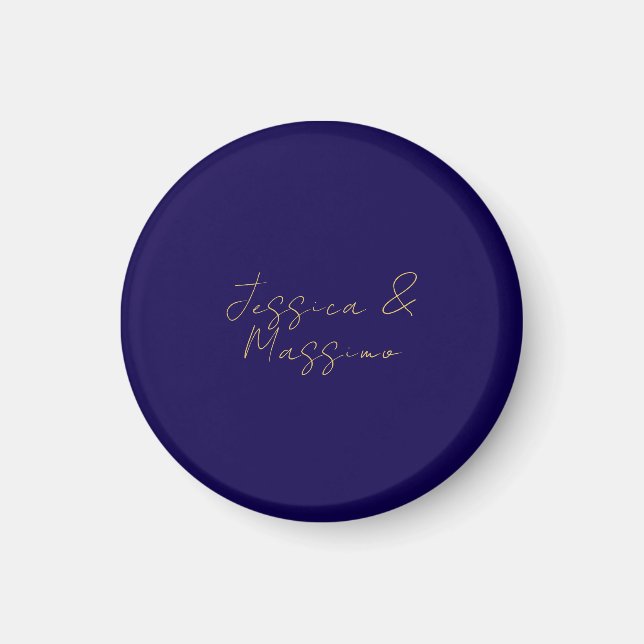 Blue & Gold Professional Trendy Minimalist Names Magnet (Front)
