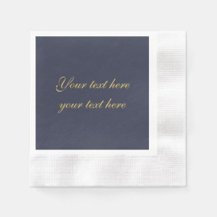 Blue Gold Professional Trendy Minimalist Own Text Napkin