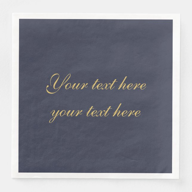 Blue Gold Professional Trendy Minimalist Own Text Napkin (Front)