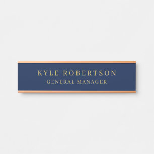 Blue Gold Professional Trendy Own Name Door Sign