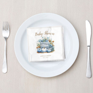 Blue Gold Pumpkin Autumn Baby Shower Napkin