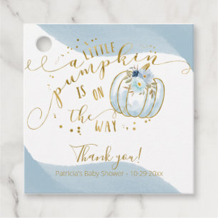 Blue Gold Pumpkin Fall Baby Shower Thank You Favour Tags