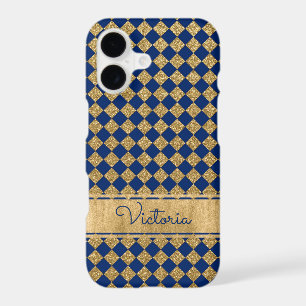 Blue, Gold Quatrefoil Case-Mate iPhone X Case
