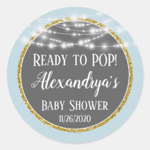 Blue Gold Ready To Pop Baby Shower Favour Tags