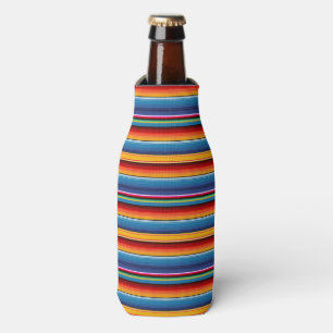 Blue Gold Red Mexican Sarape Bottle Cooler