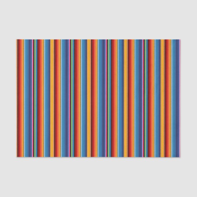 Blue Gold Red Mexican Sarape Tissue Paper (Front)