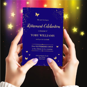 Blue & Gold Retirement Party Invitation