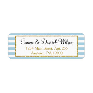 Blue Gold Return Address Labels Elegant Shower