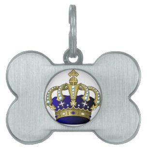 Blue & Gold Royal Crown Pet ID Tag