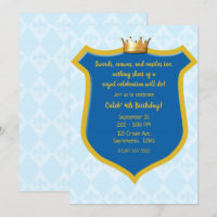 Blue & Gold Royal Shield & Crown Prince Party