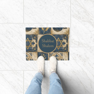 Blue Gold, Rustic farmhouse Judaica Aesthetics, Doormat