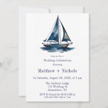 Blue & Gold Sailboat Nautical Wedding Celebration
