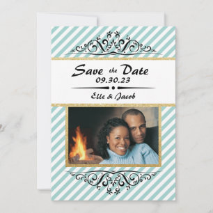 Blue/Gold Save the Date - 3x5 Flat Photo Card