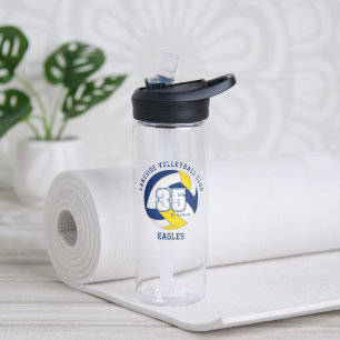 blue gold school club team colours volleyball water bottle