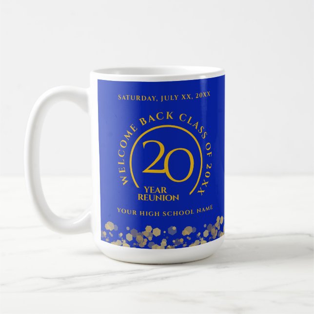 Blue & Gold School College Class Reunion Coffee Mug (Left)