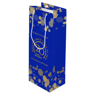 Blue & Gold School College Class Reunion Wine Gift Bag